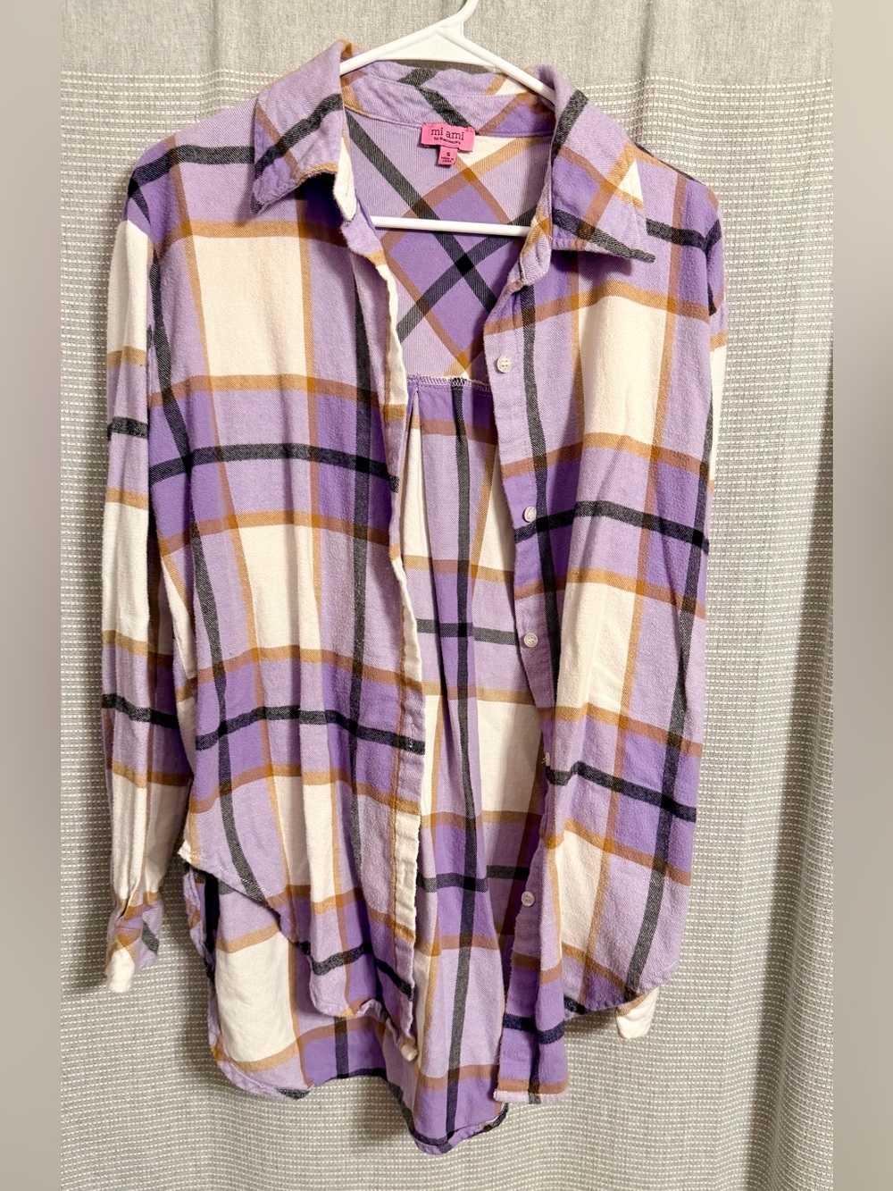 miami Lavender and Cream Plaid Button-Down Shirt
